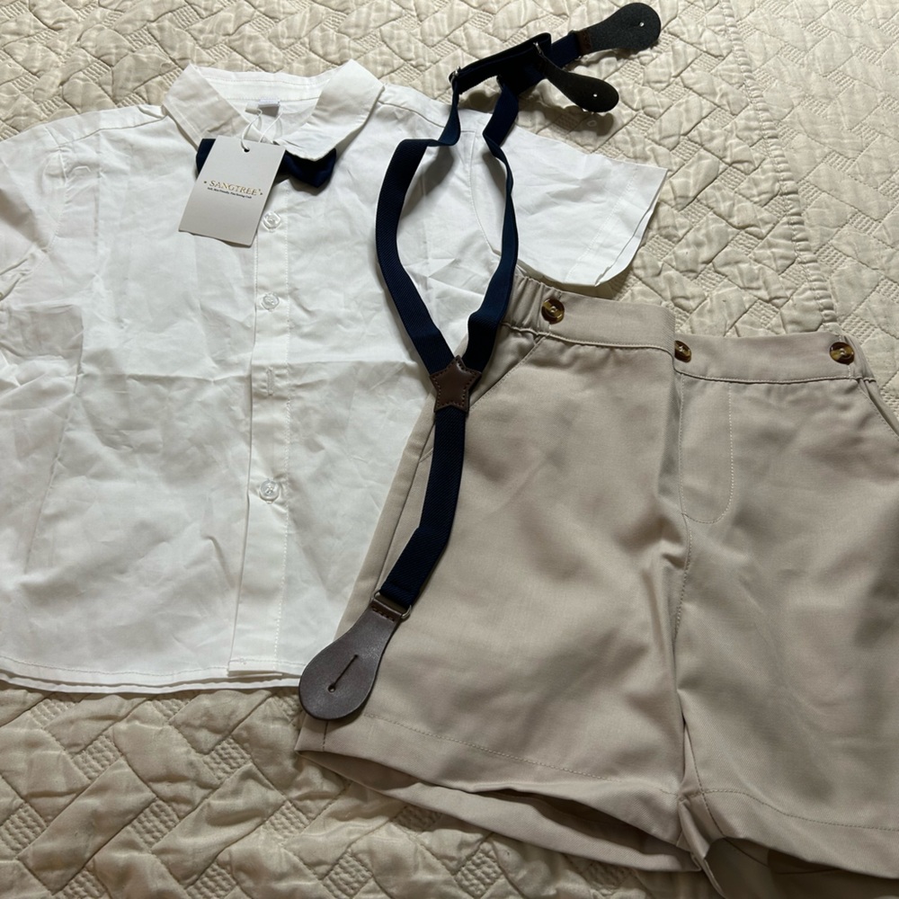 NEW SANGTREE Baby Boy Gentleman Short Sleeve Suit Set Shorts 5-6 Yrs